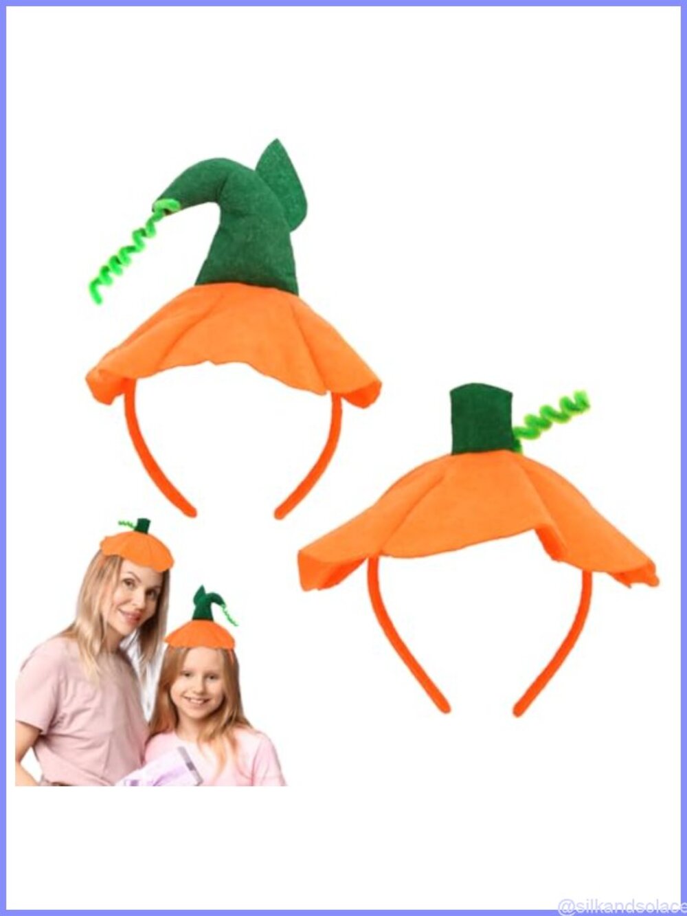 2Pc Halloween Pumpkin Headbands Felt Hair Accessories Costume Party
